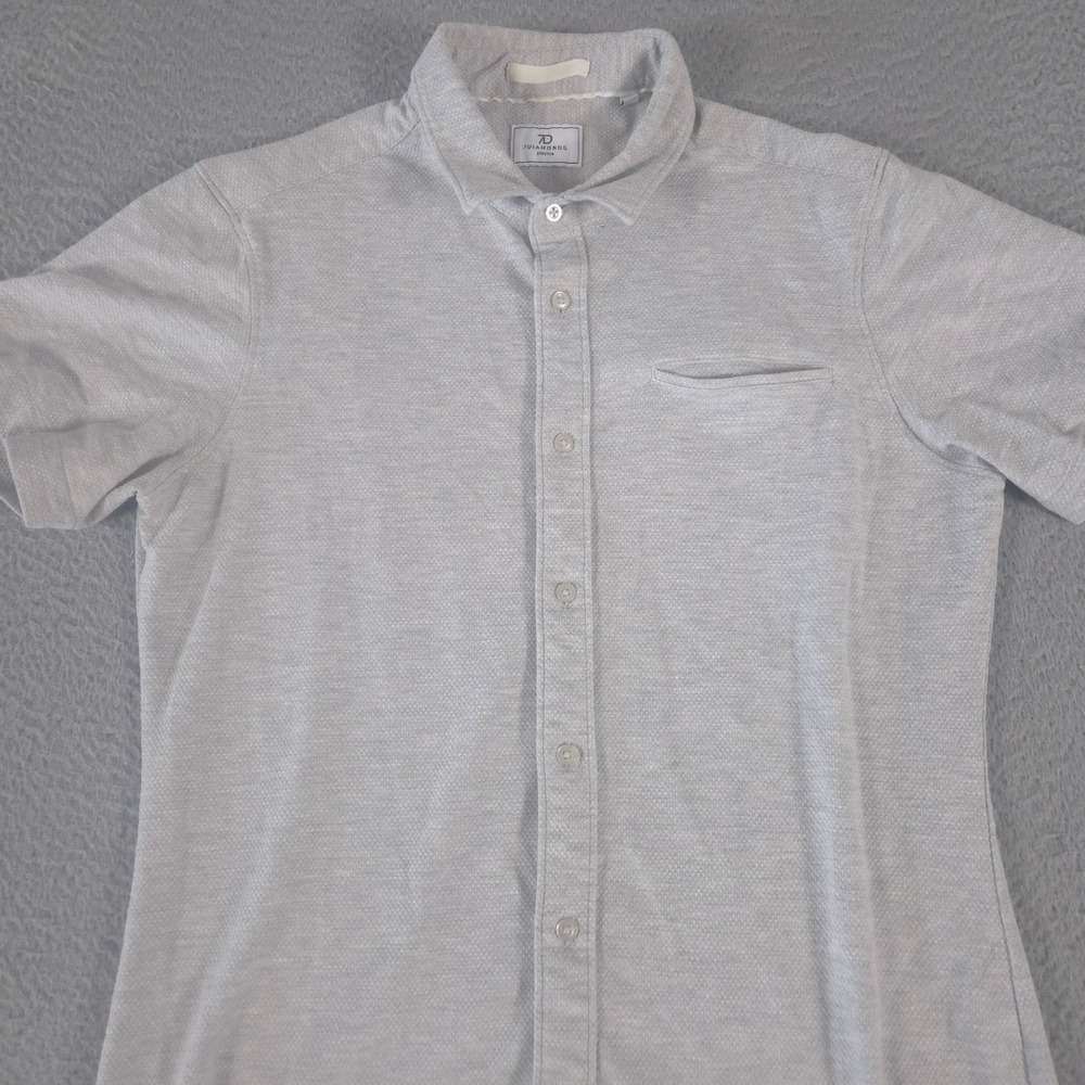 7Diamonds Shirt Mens Small Grey Seville Jacquard Stretch Short Sleeve Button Up